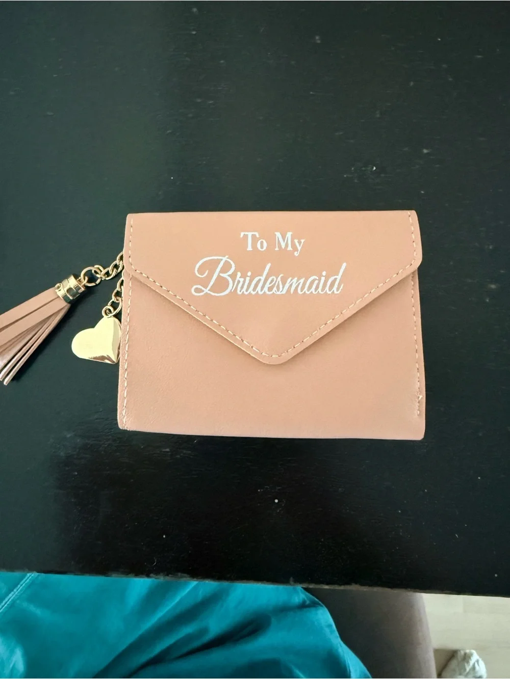 SIX PC - Bridesmaid Pink Card Wallet with Tassel Charm